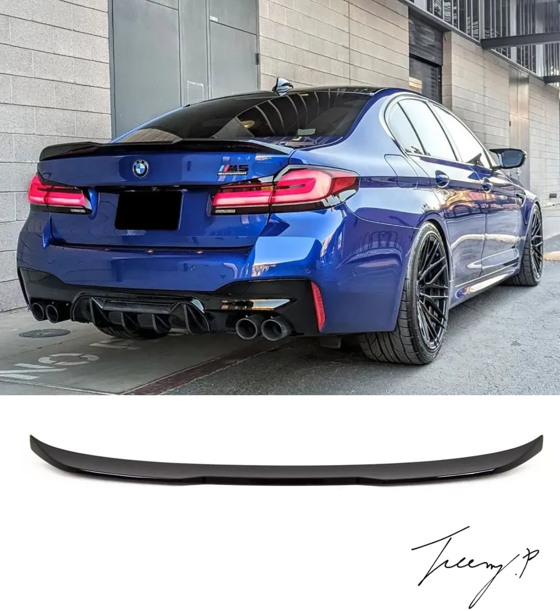 BMW 5 Series G30 (2018-2020) Rear Trunk Boot Lip Spoiler CS Style Gloss Black