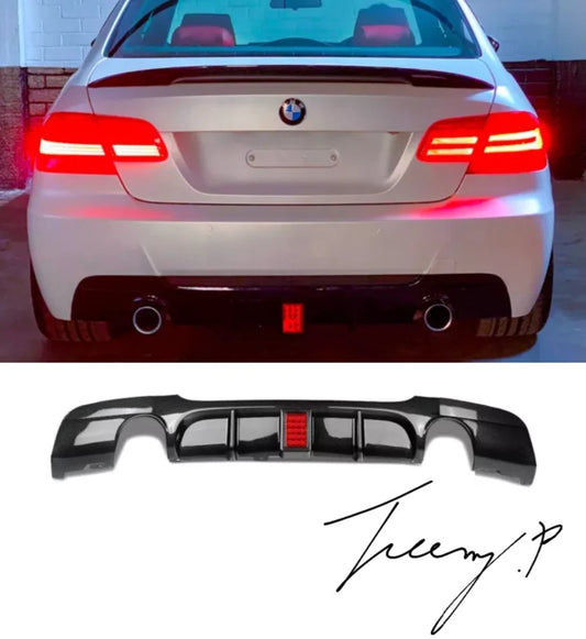 BMW 3 Series E92 E93 320i (2006+) M Sport Rear Diffuser Splitter Valance with LED