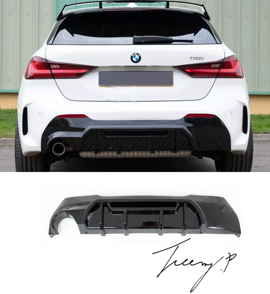 BMW 1 Series F40 (2019+) M Sport Rear Diffuser Single Exhaust Gloss Black