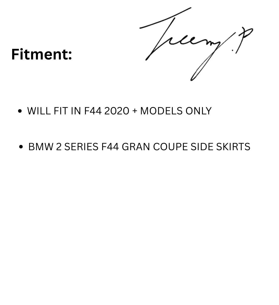 BMW 2 Series F44 (2020+) Side Skirt Extensions Lip Blade MP Style Gloss Black