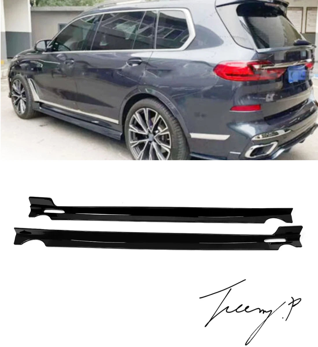 BMW X7 G07 M Sport (2019-2023) PRE-LCI MP Style Gloss Black Side Skirt Lip Skirts