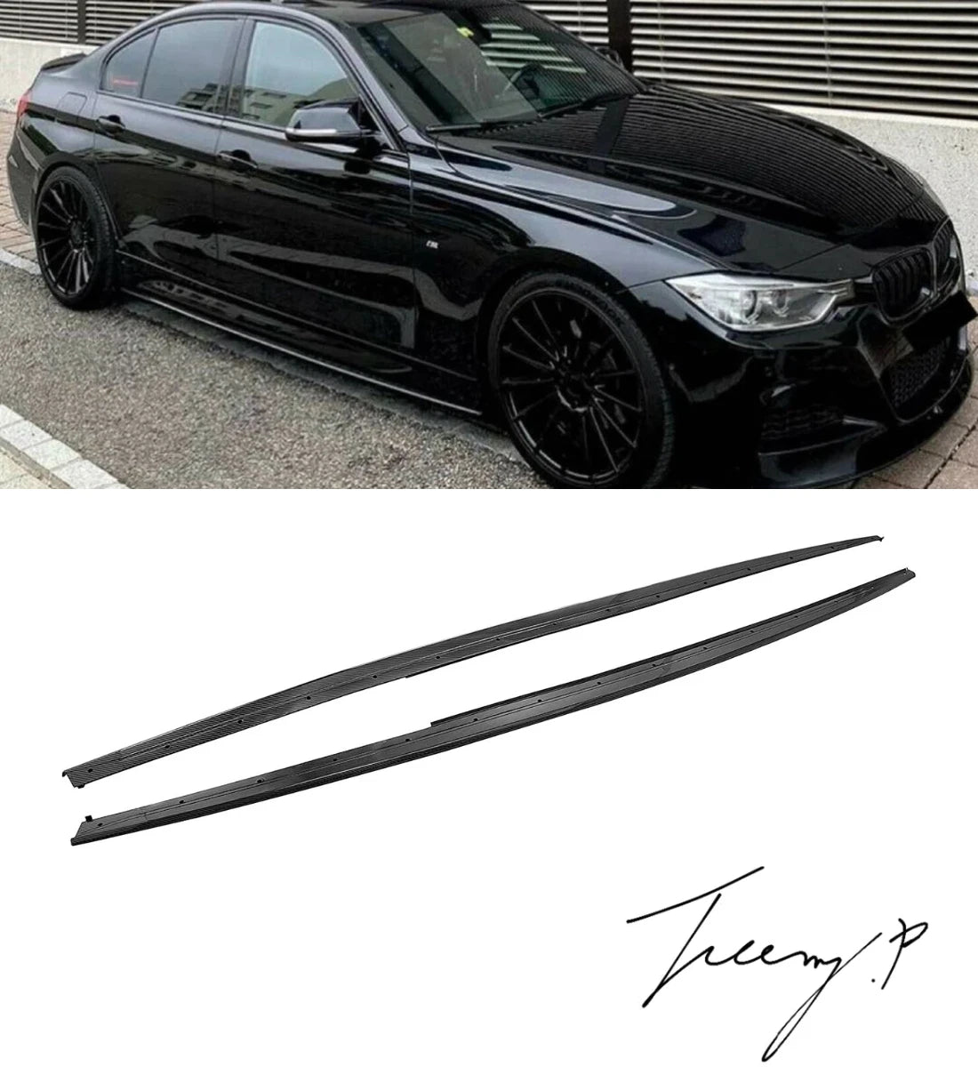 BMW 3 Series F30 F31 (2012–2019) M Sport Side Skirt Extension Gloss Black