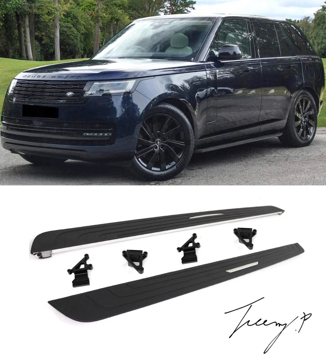 Range Rover Vogue L460 (2022+) Running Board Side Steps Foot Rails Black OE Style