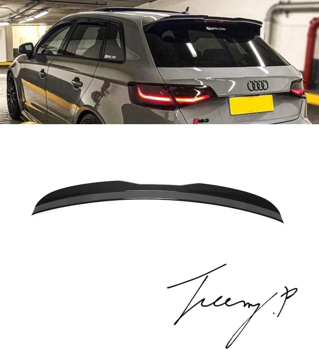 Audi A3 8V (2014-2020) Hatchback Rear Boot Roof Spoiler Wing Splitter Sport Look