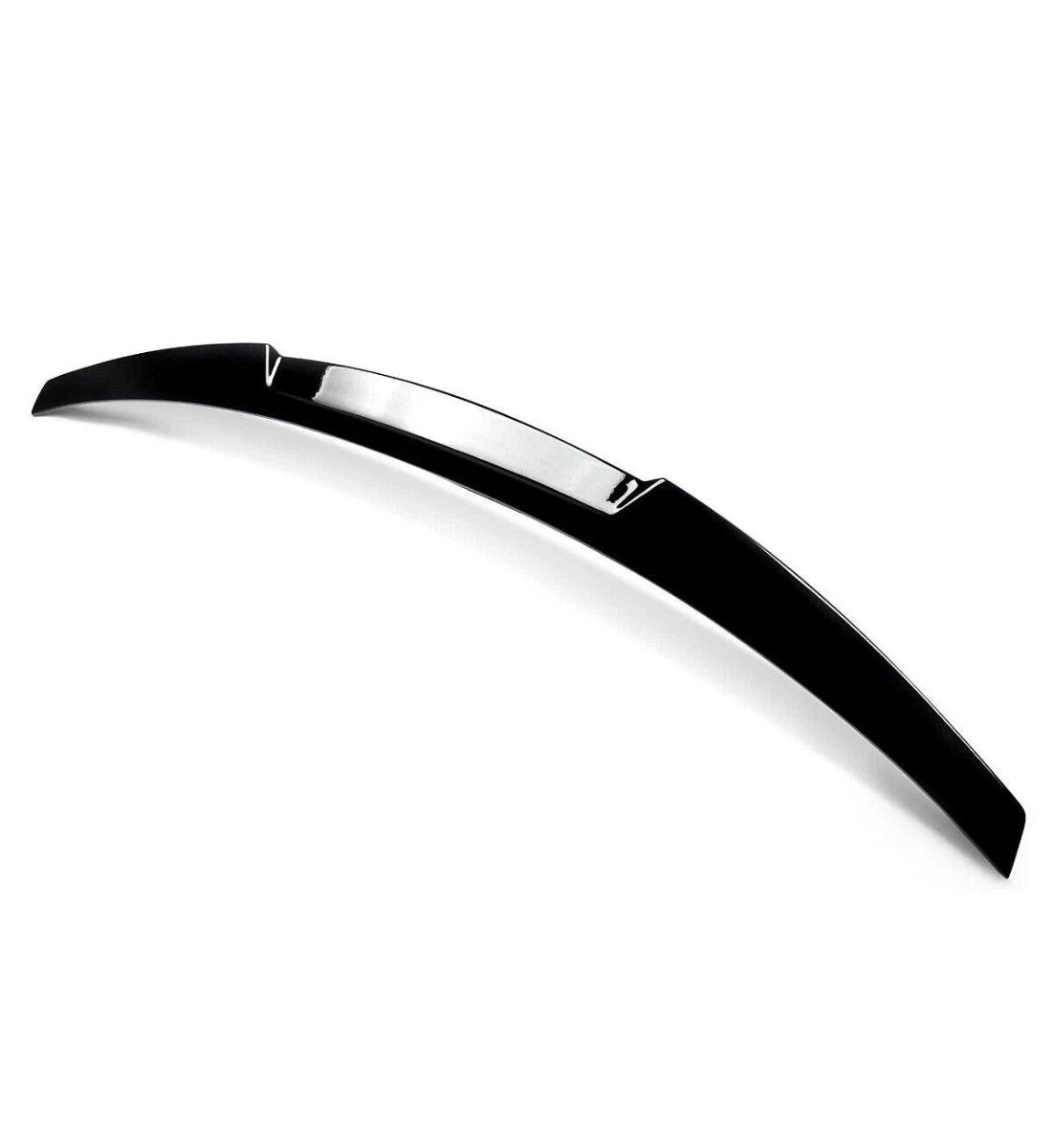 Gloss black M4-style rear boot spoiler lip installed on a 2009-2012 Audi A4 B8