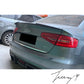 Gloss black M4-style rear boot spoiler lip installed on a 2009-2012 Audi A4 B8