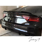 Gloss black rear boot trunk spoiler lip wing installed on a 2010-2018 Audi A7 Sedan (Sportback)