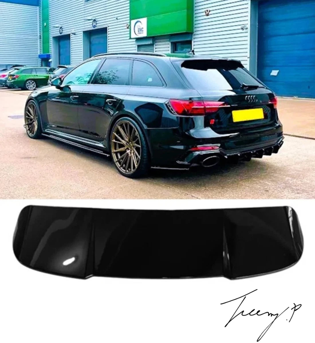 Audi A4 B9 8W (2017+) Avant Allroad RS4 Look Rear Roof Boot Spoiler Gloss Black 
