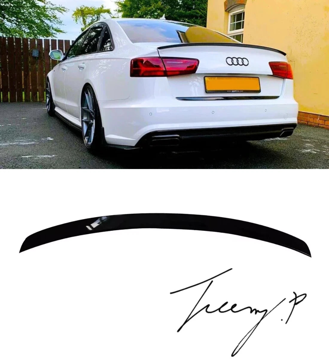 Audi A6 C7 (2011-2018) Rear Boot Trunk Lip Spoiler Wing S3 Style Gloss Black