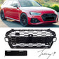 RS4-style gloss black honeycomb front radiator bumper grille installed on a 2016-2023 Audi A4 / S4 (B9 / B9.5)