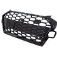 RS4-style gloss black honeycomb front radiator bumper grille installed on a 2016-2023 Audi A4 / S4 (B9 / B9.5)