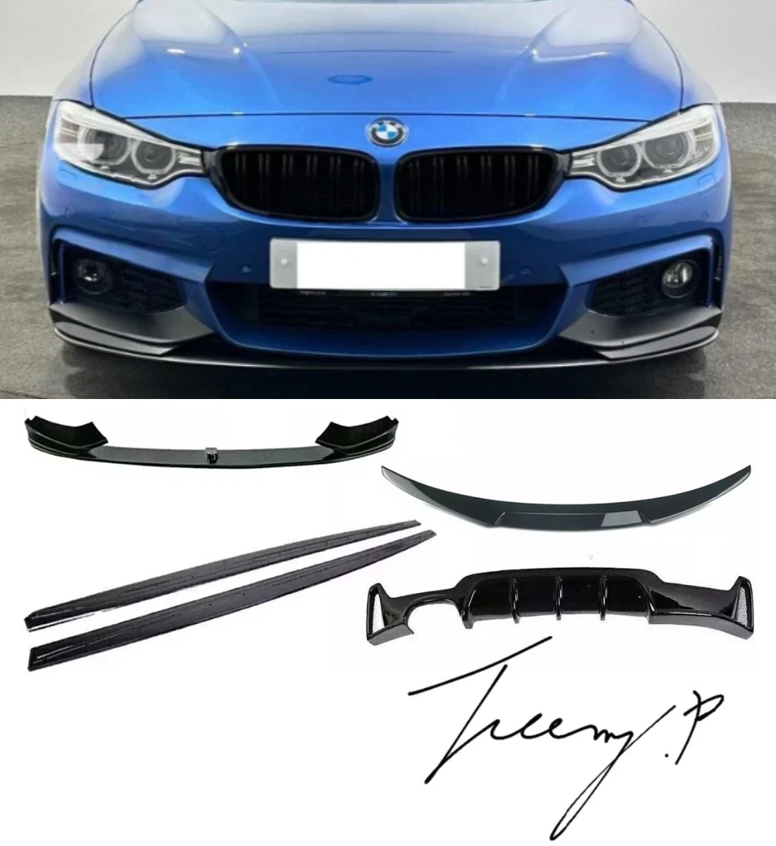 Front splitter, rear diffuser, and side skirts body kit installed on a 2014-2020 BMW 4 Series F33 Convertible