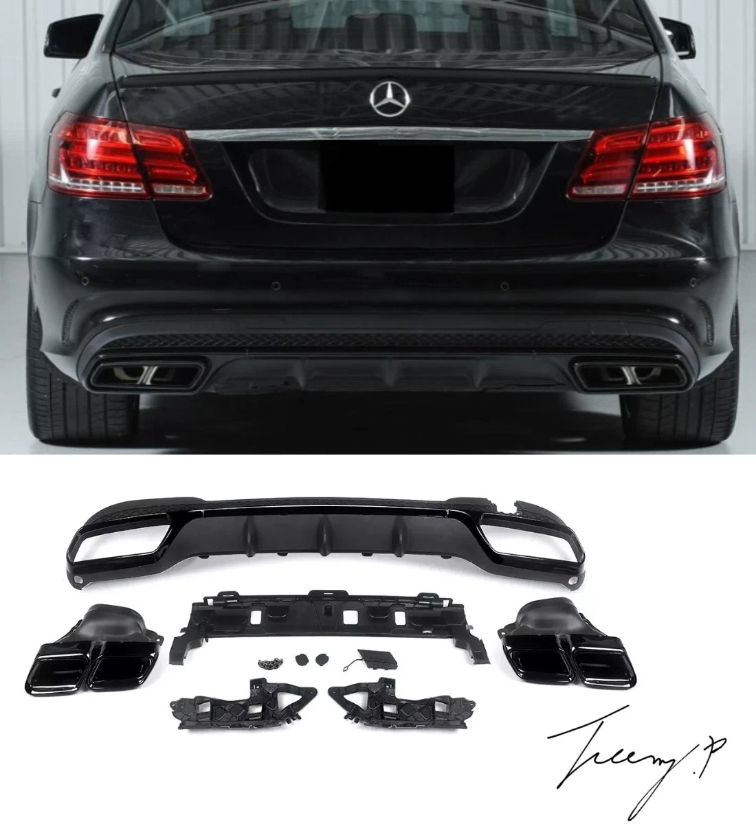 Mercedes E Class W212 (2013-2016) Saloon E63 Look Rear Bumper Diffuser