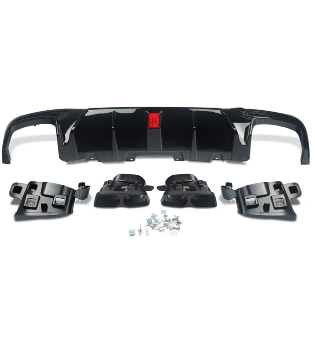 Mercedes GLE GLS W166 X166 (2015-2019) Rear Diffuser with Light & Tailpipes Black