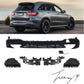 Gloss black GLC63 AMG style rear diffuser with quad exhaust tailpipes installed on a 2016-2019 Mercedes-Benz GLC-Class X253.