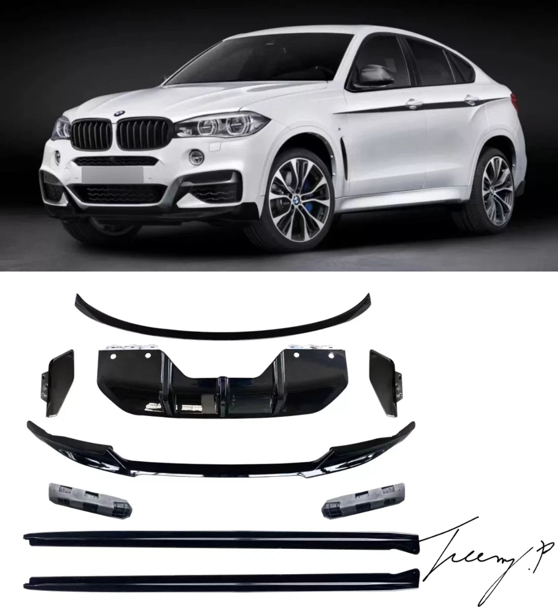 Gloss Black Body Kit M Performance Style Aero Kit For BMW X6 F16 2014-2019