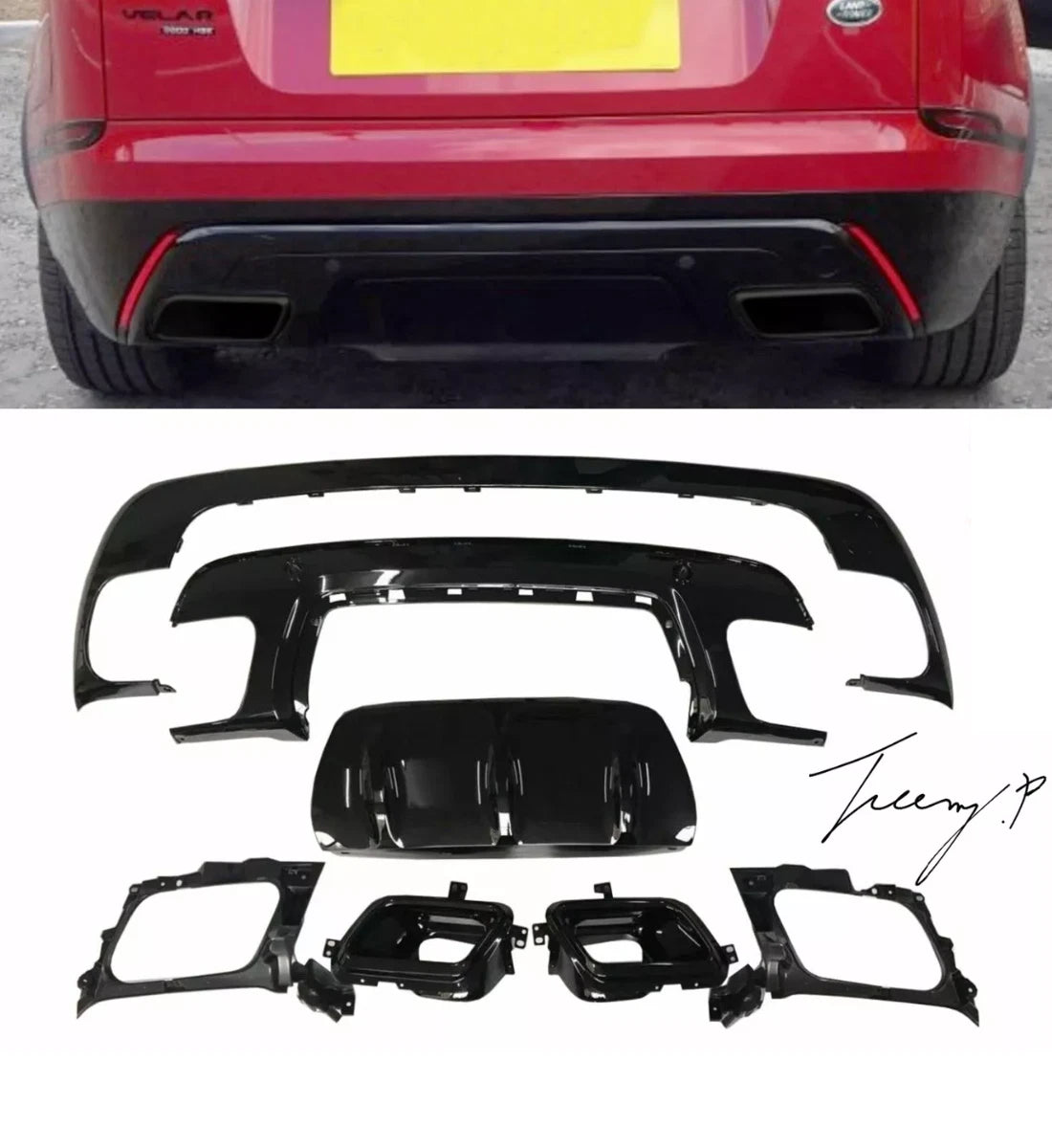 Range Rover Velar (2017+) Rear Bumper Diffuser Lip R-Dynamic Look Bodykit OEM Fit