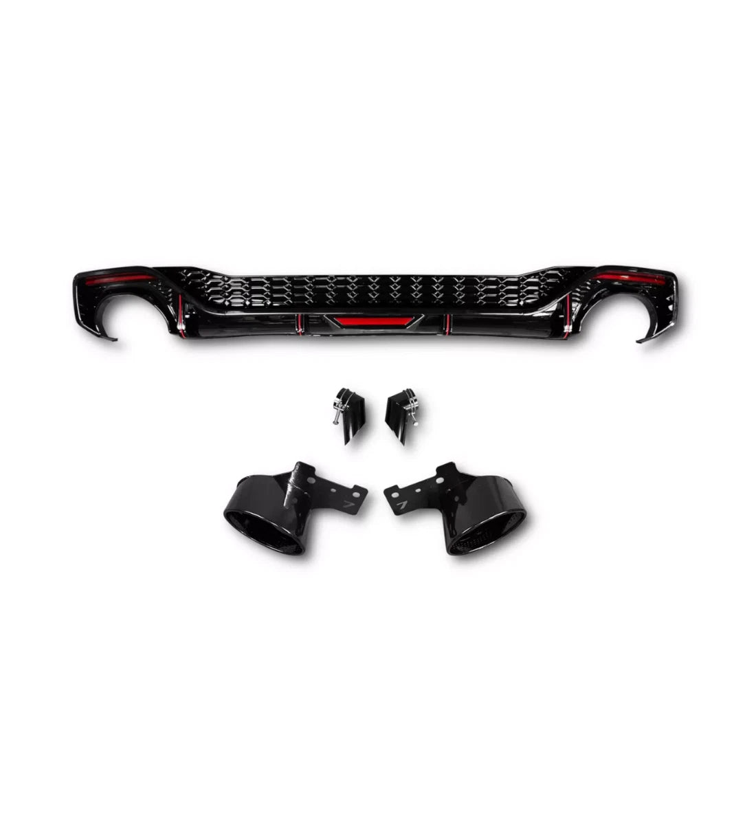 Audi A7 S7 4K8 (2019+) Rear Diffuser RS7 Look Gloss Black with Black Tips
