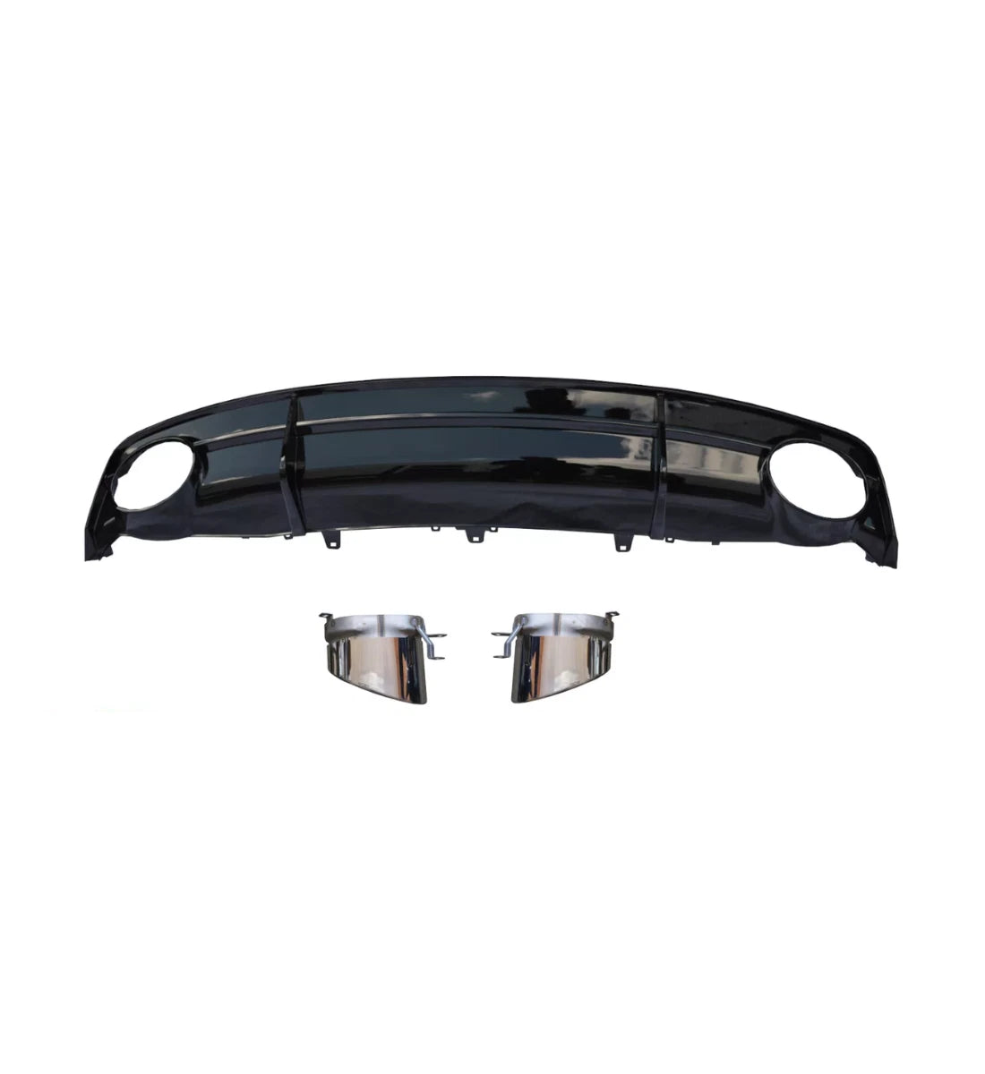Audi A7 S-Line Facelift (2014–2017) Rear Diffuser RS7 Style Gloss Black with Silver Tips