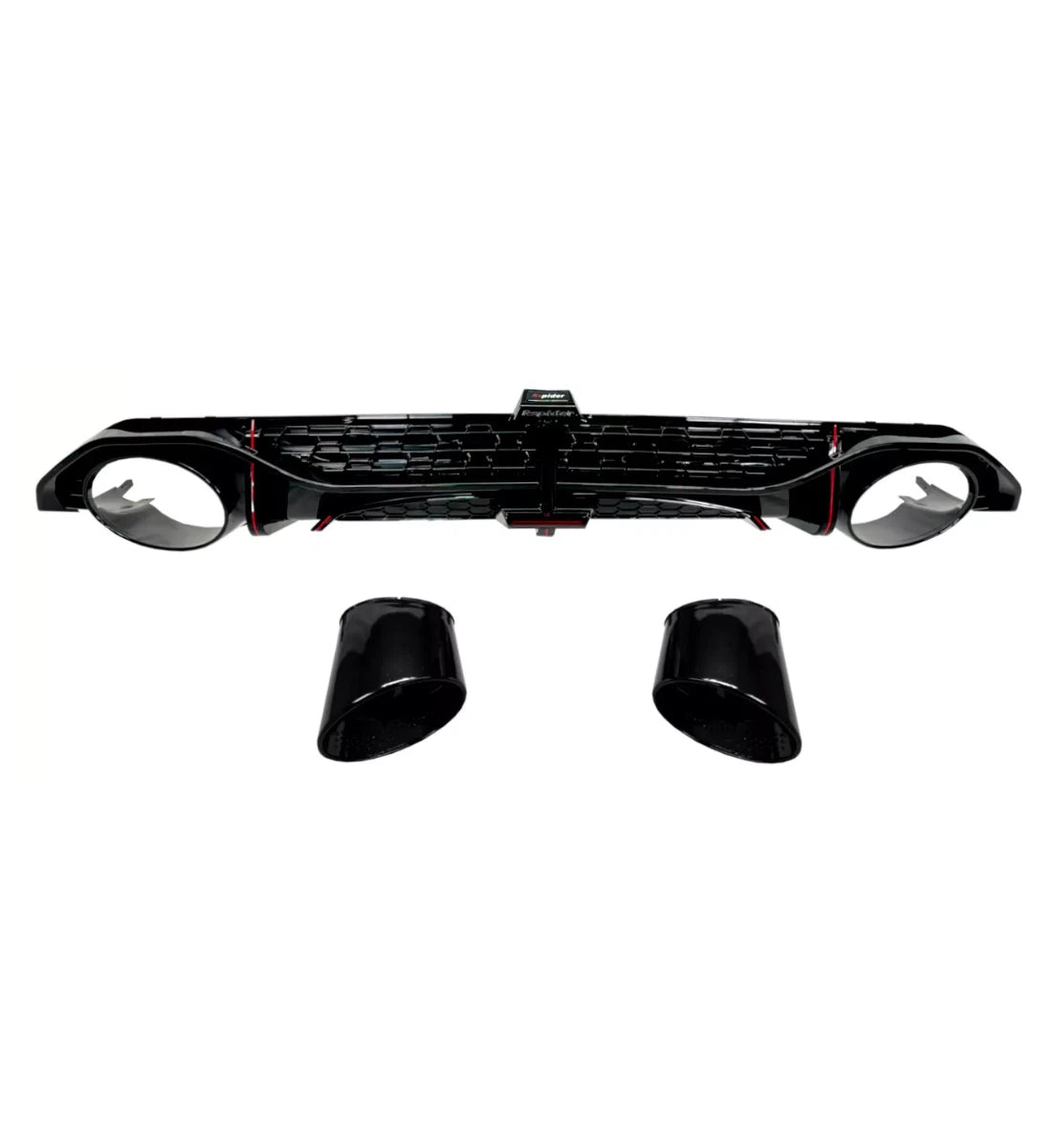 Gloss black RS3-style rear diffuser with black exhaust tips installed on a 2021-2024 Audi A3 Saloon (8Y)