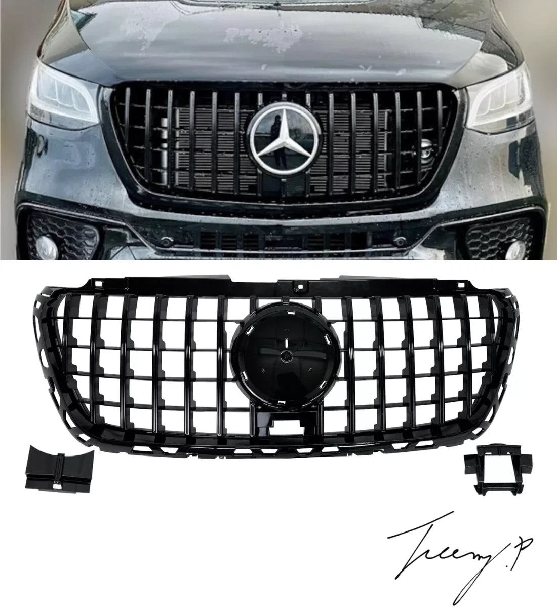 Mercedes Sprinter W907 (2019+) Front Grille GT Style Gloss Black