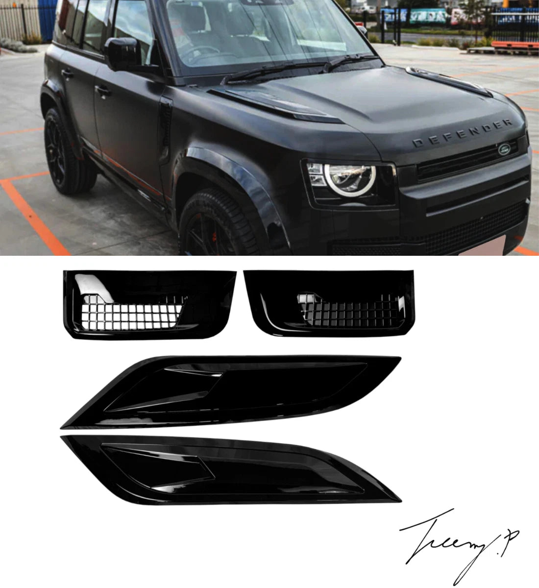Gloss Black Side Vent Bonnet Air Vent Kit For Land Rover Defender 90 110 130 L663 2020-2026