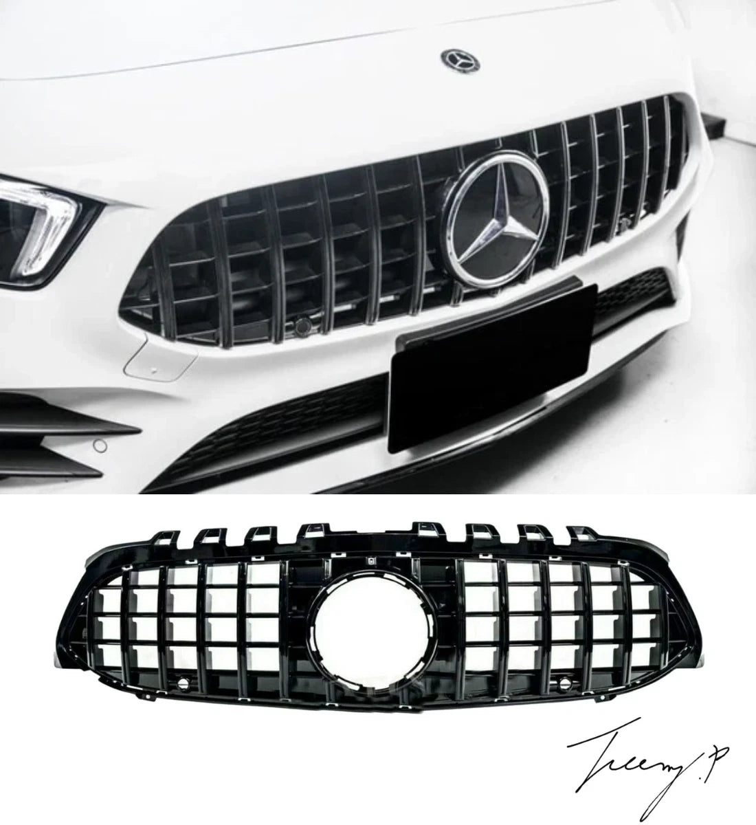 Mercedes A Class W177 V177 (2018+) Panamericana GT Style Front Grille Gloss Black