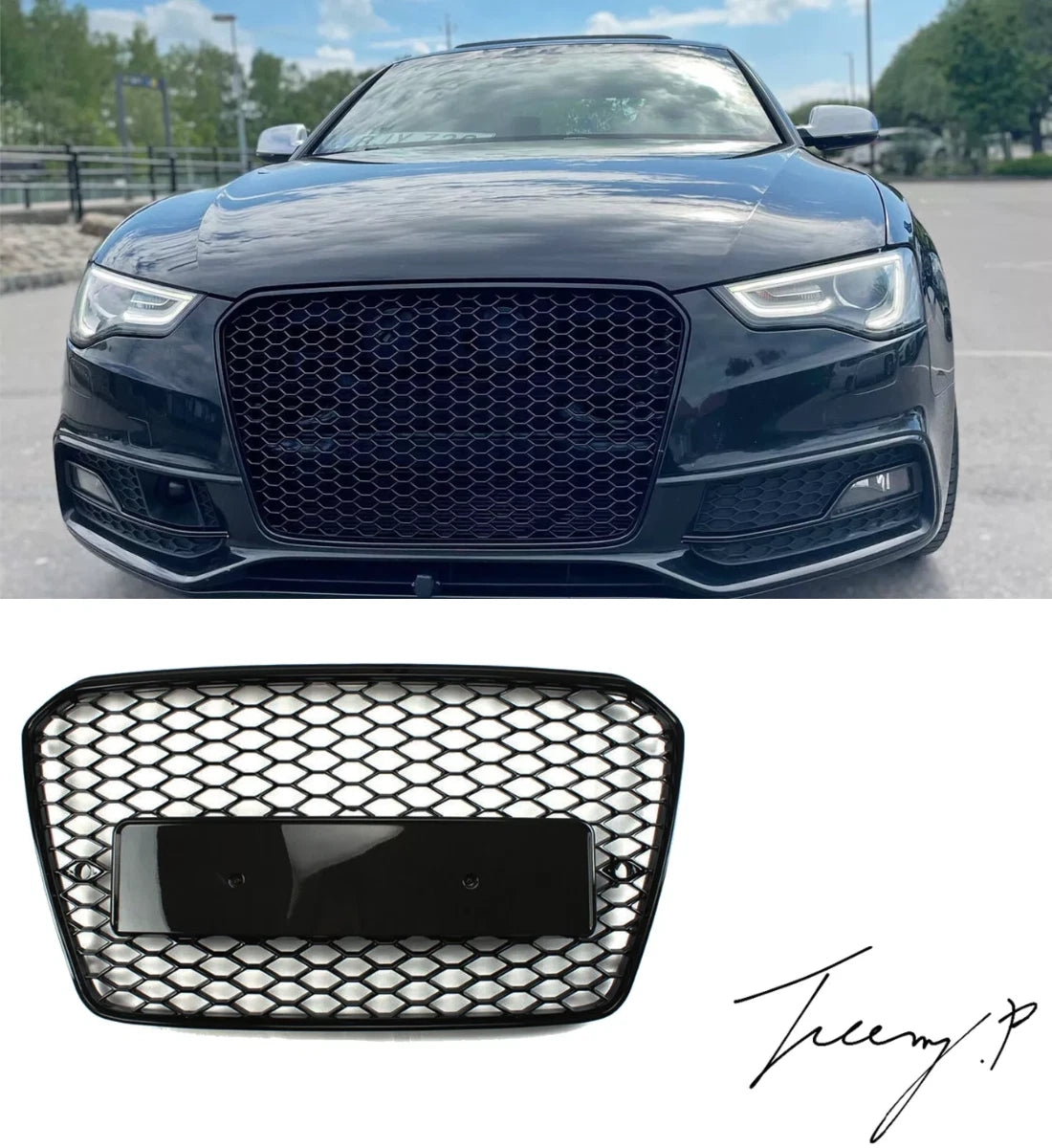 Audi A5 (2012-2016) RS5 Style Front Grille Honeycomb Mesh Gloss Black OEM Fit