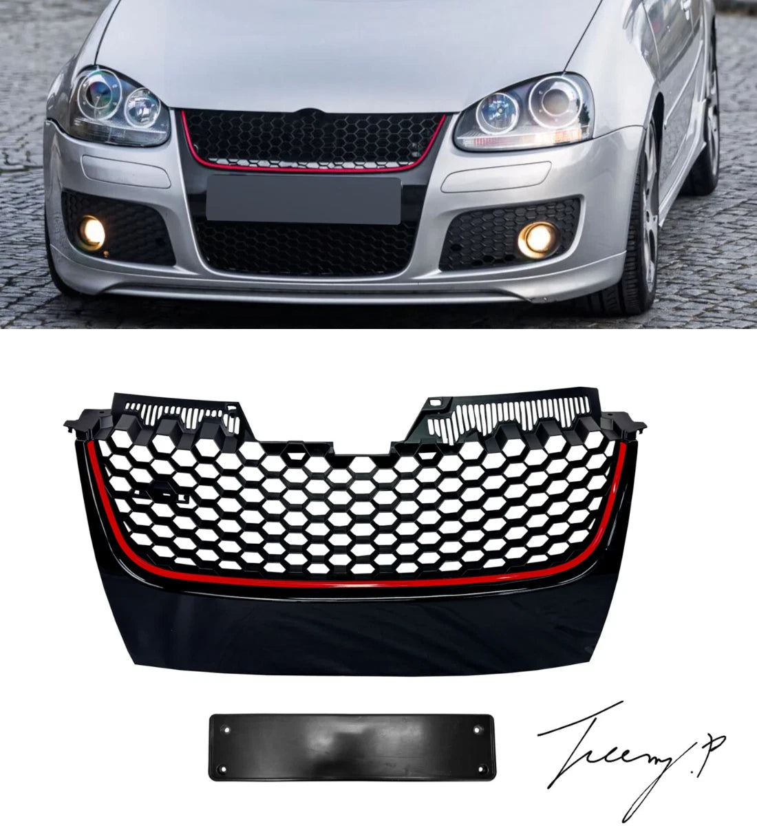 VW Golf MK5 2003-2009 Front Grille GTI Gloss Black