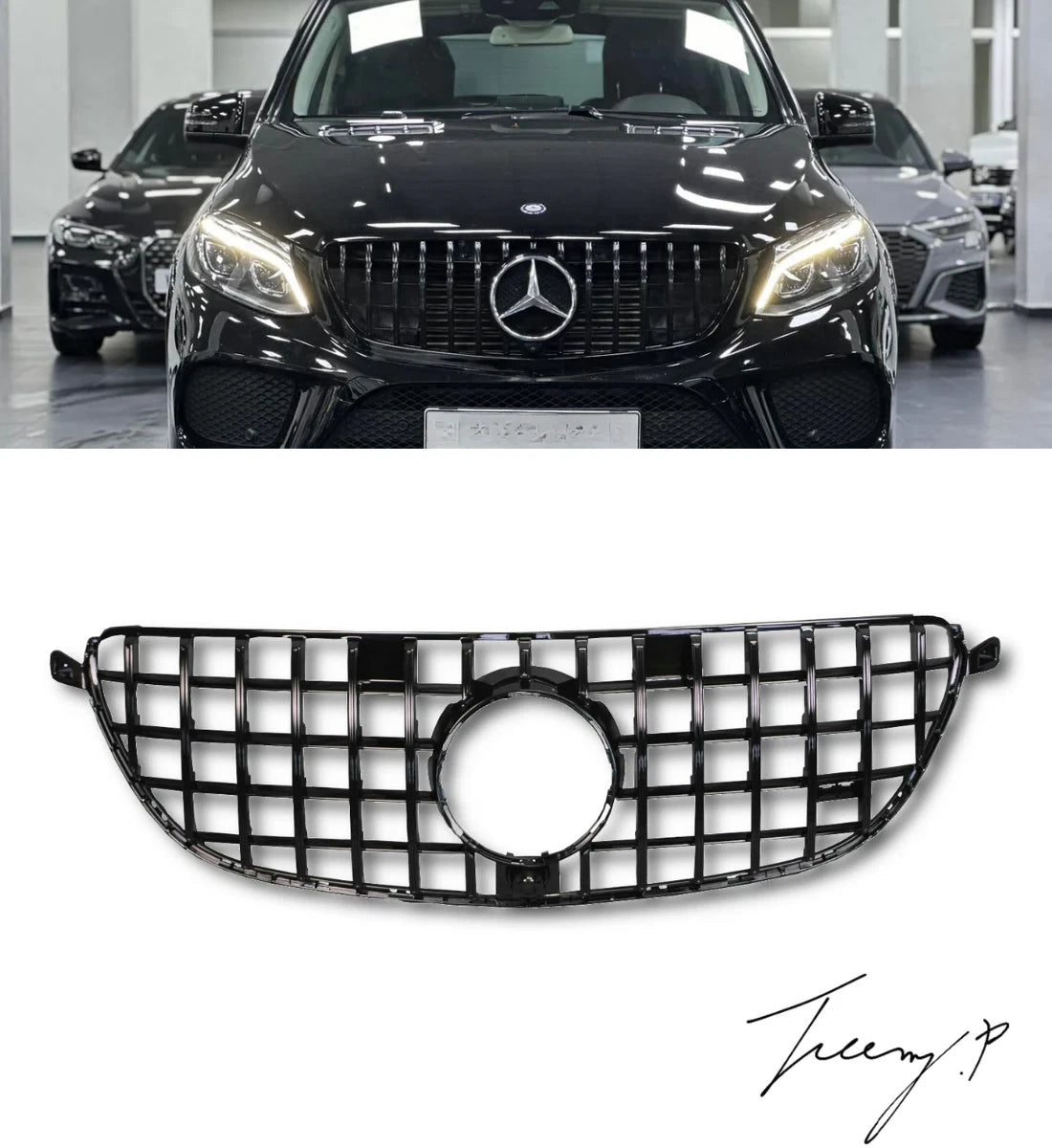 Mercedes GLE63 AMG W166 X292 2015–2019 Front Grille Panamericana GT Style Gloss Black