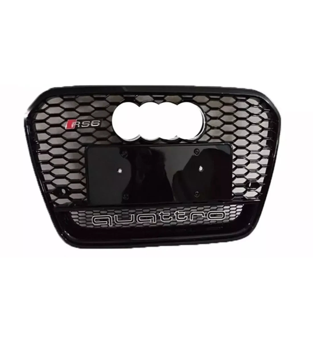 RS6 Style Gloss Black Front Main Grille Honeycomb Mesh for Audi A6 S6 C7 2013-2015