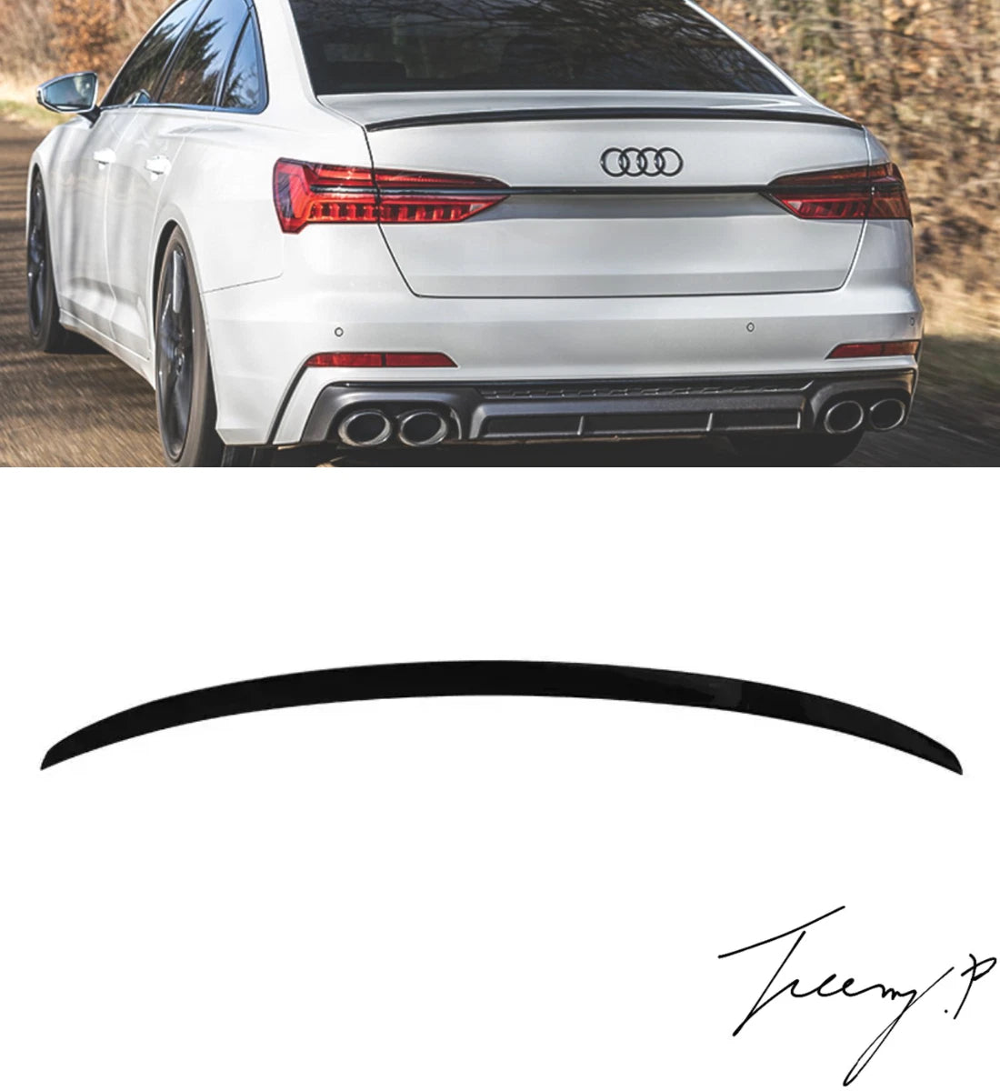 Gloss Black S4 Style Rear Boot Lip Spoiler Wing for Audi A6 S6 C8 Saloon 2018-2024