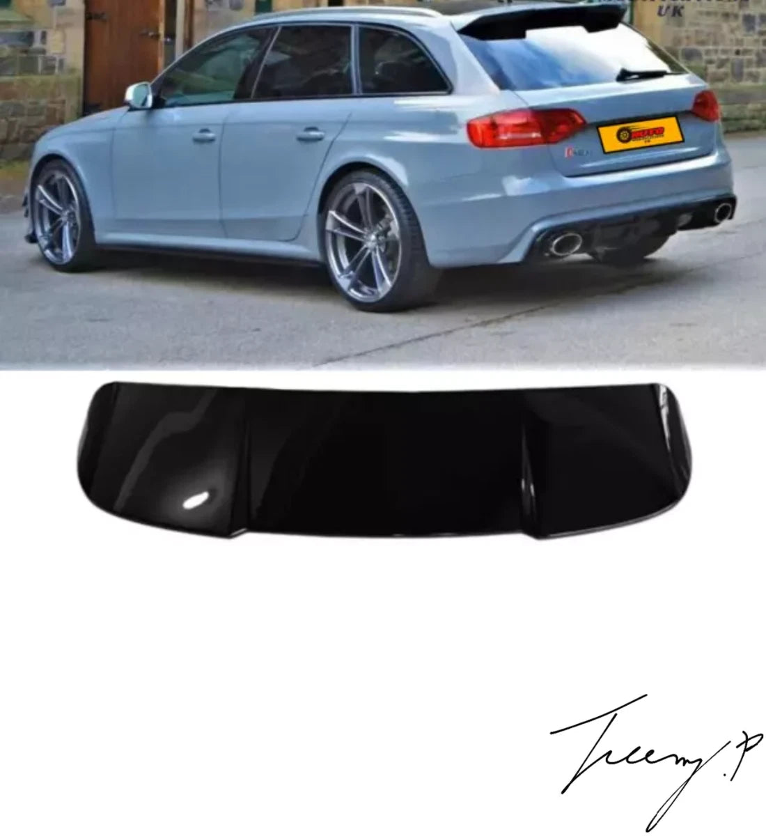RS4 Look Gloss Black Rear Roof Spoiler Wing for Audi A4 B8 Avant Estate 8K 2008-2016