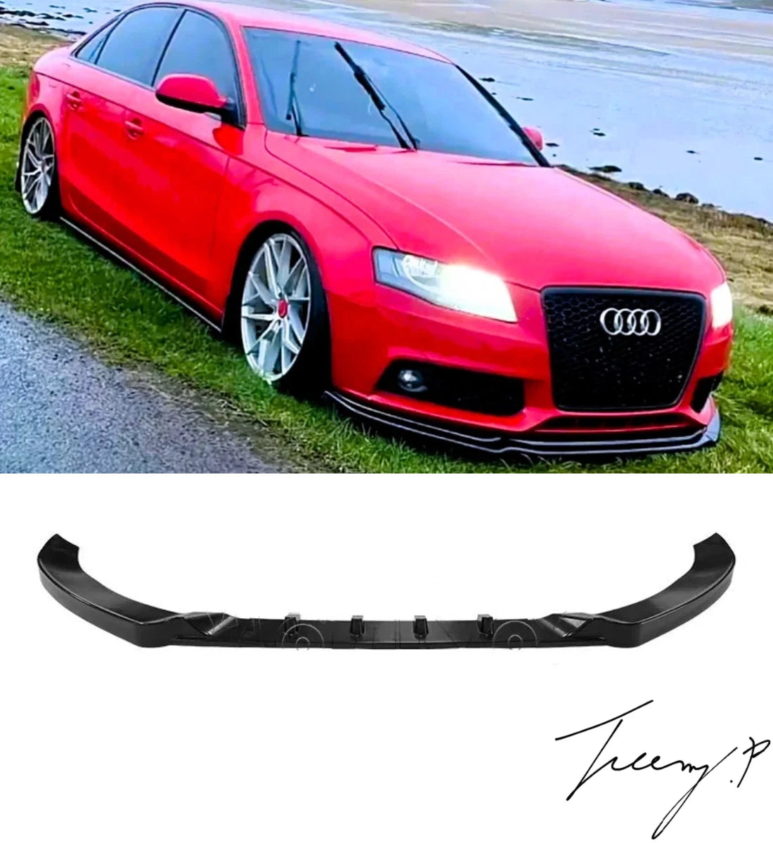 Gloss Black Front Splitter Spoiler Lip for Audi A4 S4 S Line B8 2008-2012
