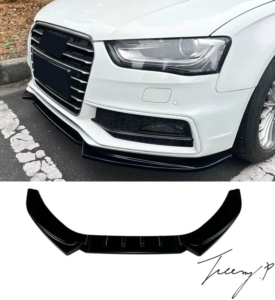 Gloss Black Front Splitter Spoiler Lip for Audi A4 S4 S Line B8.5 2013-2016
