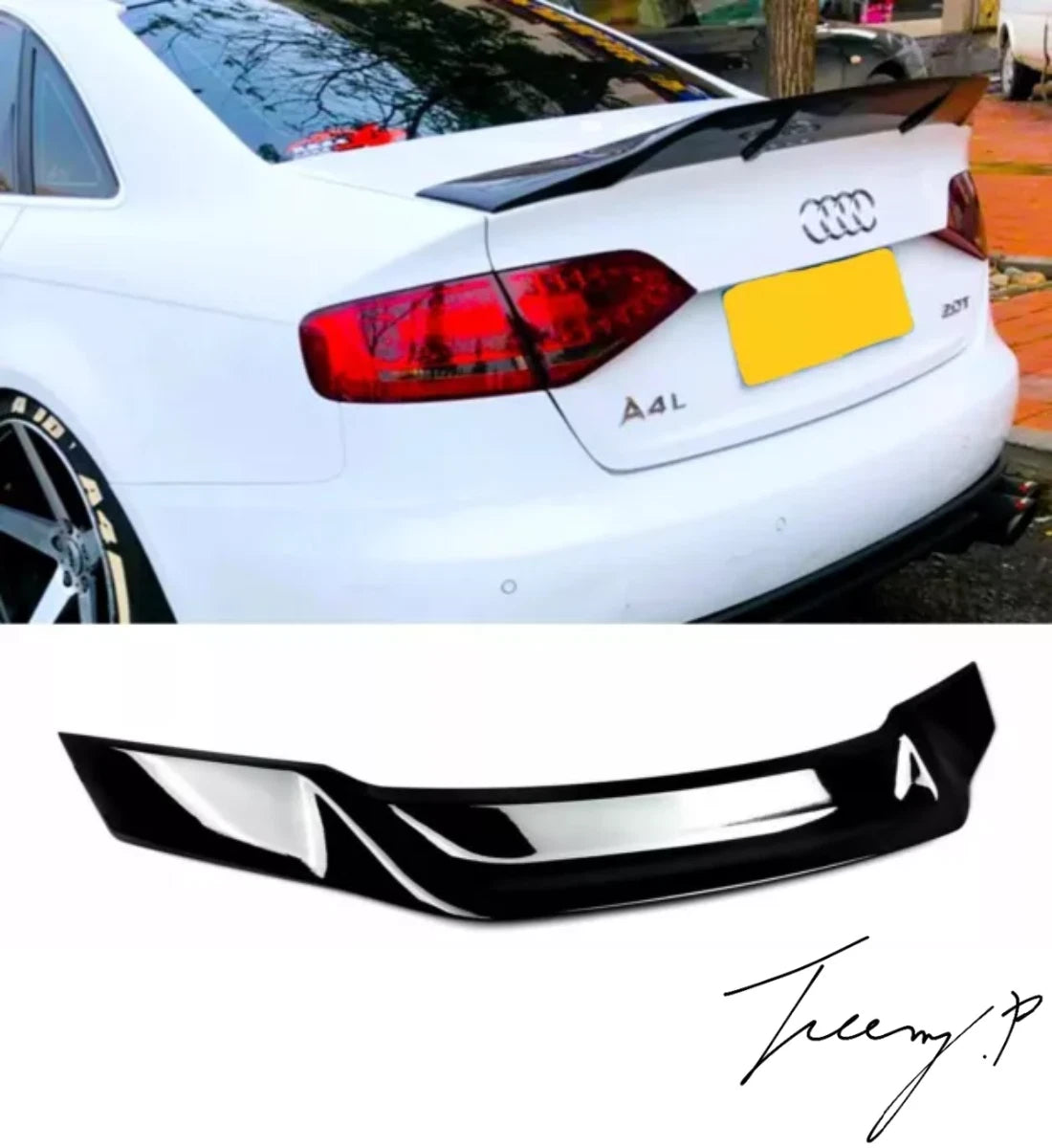 Gloss Black Rear High Kick Ducktail Boot Spoiler Wing for Audi A4 B8 Saloon 2008-2016