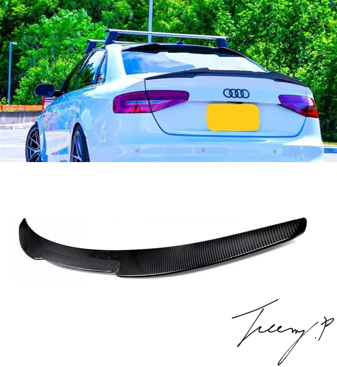 M4 Style Carbon Fibre Look Rear Boot Lip Spoiler for Audi A4 B8.5 2012-2016