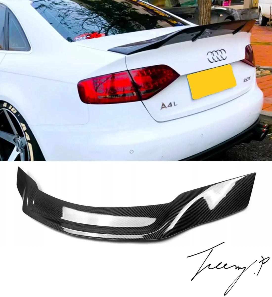 Carbon Fibre Look Rear High Kick Ducktail Boot Spoiler for Audi A4 B8 Saloon 2008-2016