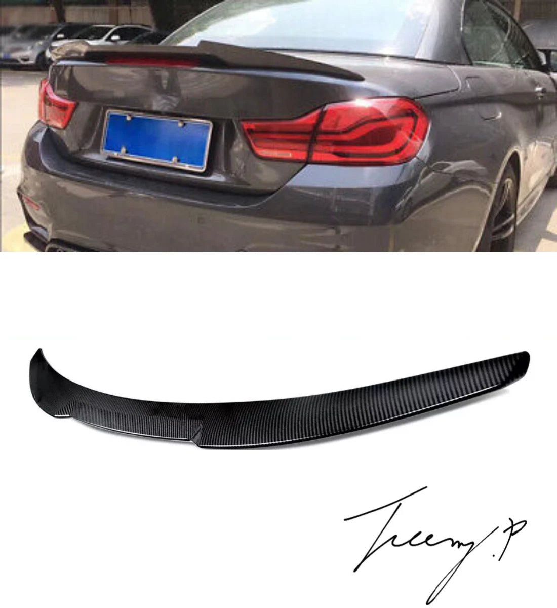 M4 Style Carbon Fibre Look Rear Boot Spoiler Lip Wing for BMW 4 Series Coupe F32 2013-2020