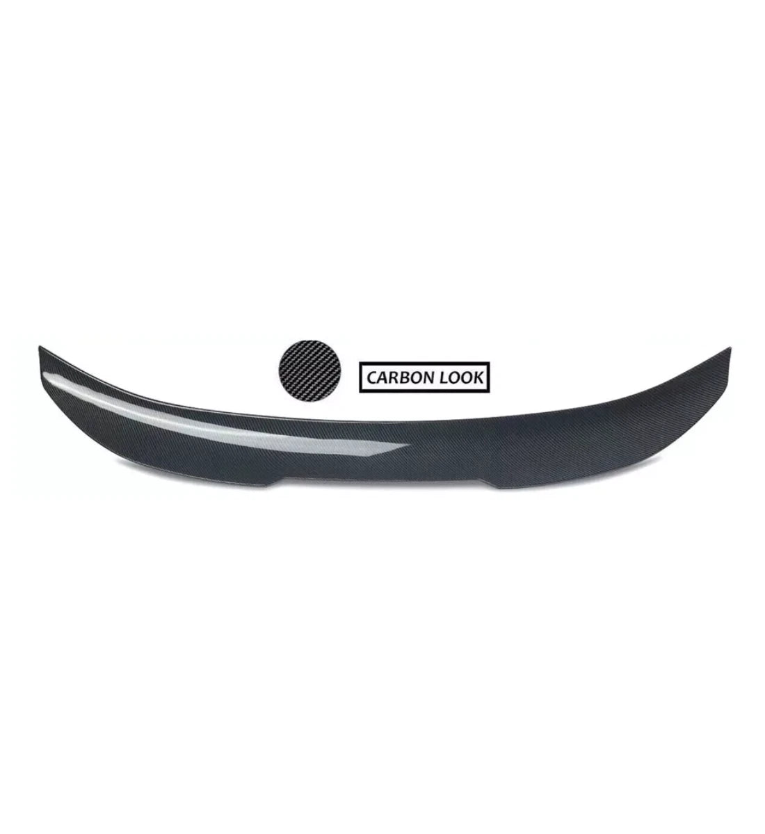 Carbon fiber-look PSM-style high kick ducktail spoiler installed on a 2014-2021 BMW 2 Series / M2 F22 Coupe / F87 M2