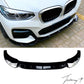 Gloss black front splitter spoiler lip installed on a 2018-2021 BMW X3 Pre-LCI (G01) M Sport