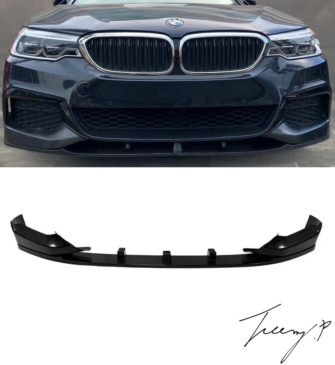 BMW 5 Series G30 (2021+) Gloss Black MP Style Front Splitter Spoiler Lip