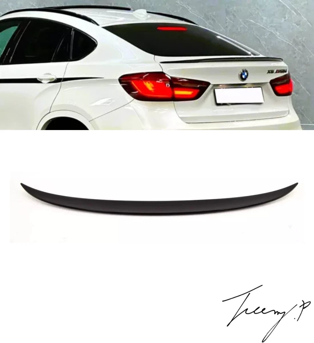BMW X6 E71 (2008–2015) Gloss Black Rear Mid Wing Boot Spoiler Lip M Sport