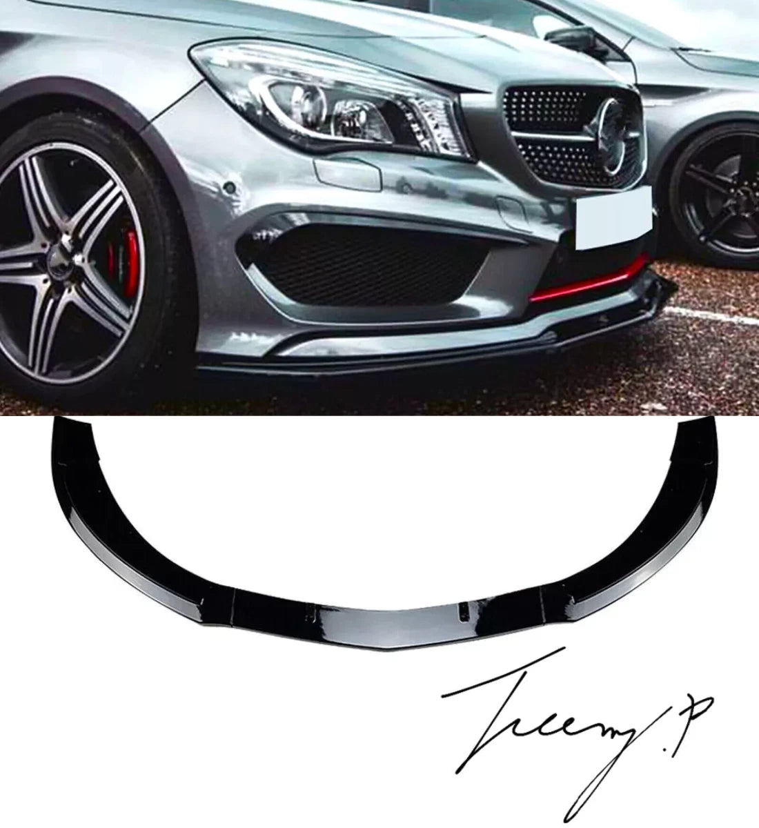 MERCEDES CLA CLASS W117 CLA45 AMG LINE 2013 - 2015 GLOSS BLACK FRONT SPLITTER LIP