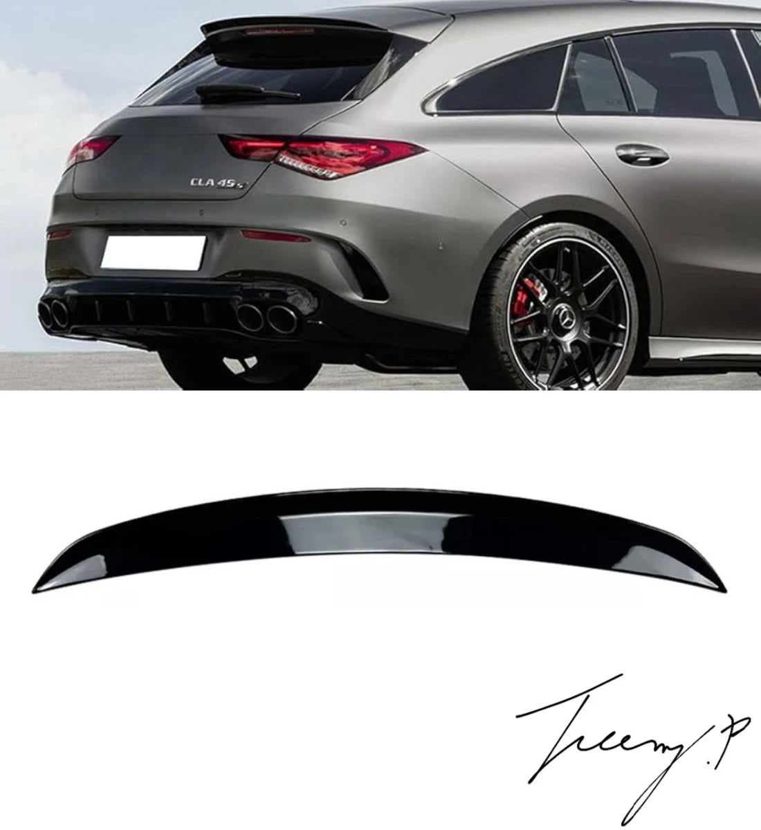 Mercedes CLA Class X118 (2019-2022) Shooting Brake Gloss Black Rear Roof Spoiler Lip