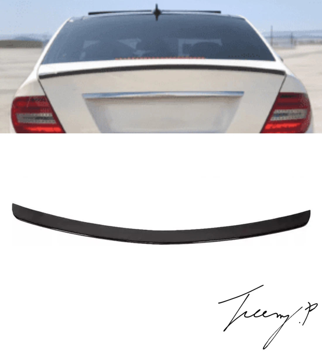 MERCEDES C CLASS SALOON W204 2007 - 2014 REAR GLOSS BLACK BOOT SPOILER LIP WING
