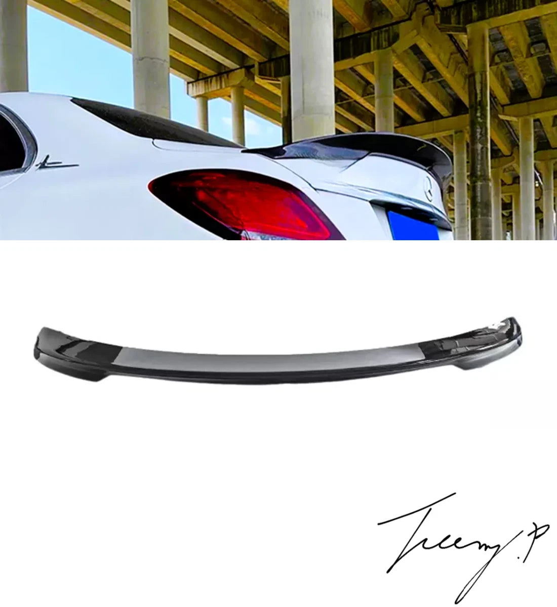 MERCEDES C CLASS W205 2014 - 2021 4DR SALOON GLOSS BLACK REAR BOOT SPOILER WING LIP