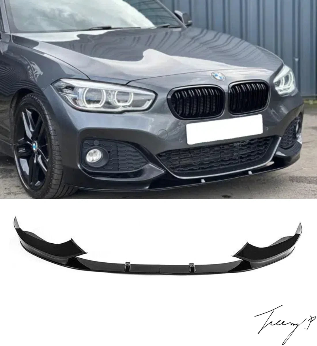 BMW 1 SERIES F20 F21 M SPORT LCI 2015 - 2019 GLOSS BLACK MP STYLE FRONT SPLITTER LIP