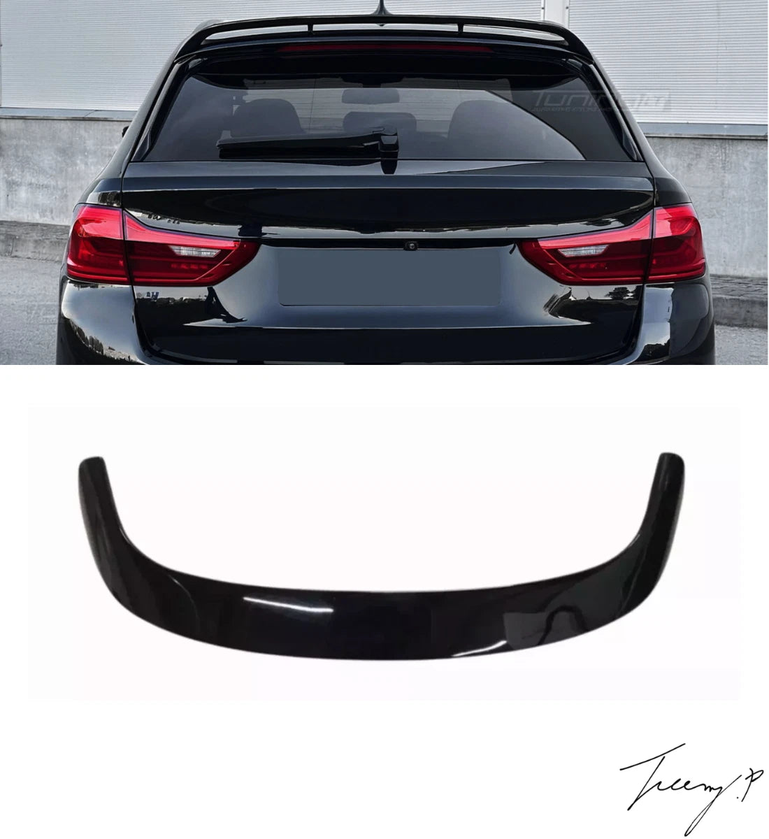 BMW 5 Series G31 Touring (2017–2023) Gloss Black Rear Roof Spoiler Lip