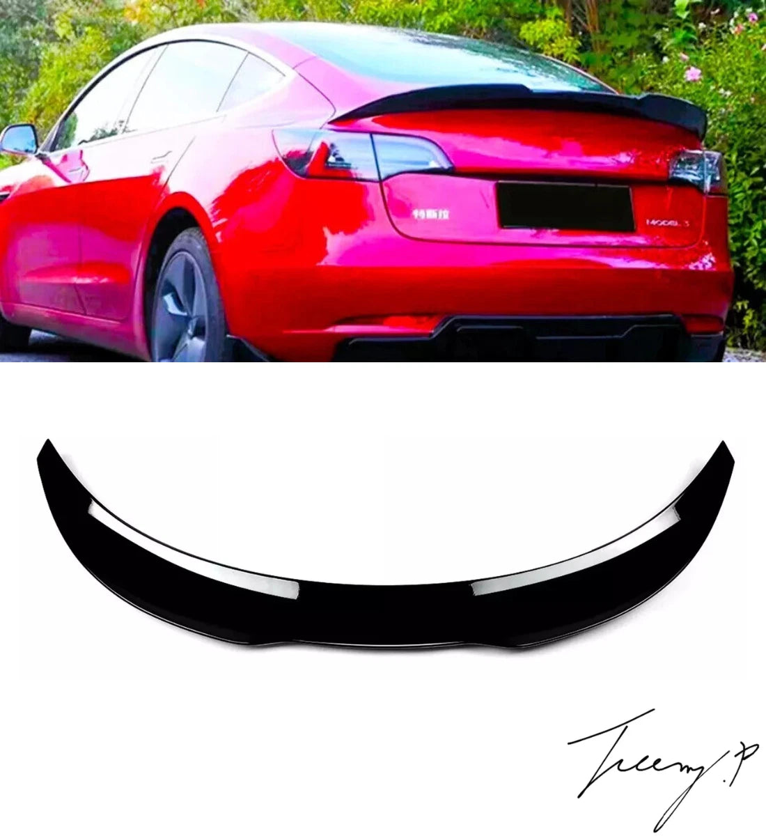 Tesla Model 3 (2017-2022) Rear Gloss Black PSM Ducktail Spoiler Boot Wing
